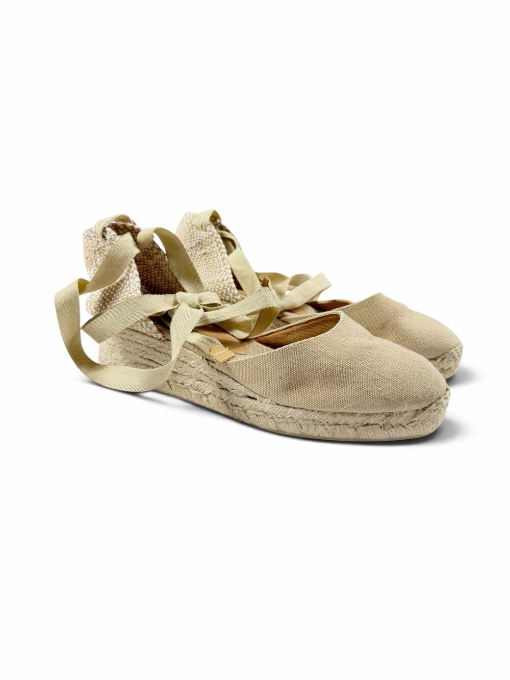 Castañer Carina Canvas Low Wedge Espadrilles Beige EU 39 US 8 / 8.5